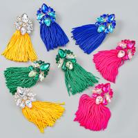 Fashion Tassel Earring, Zinc Alloy, with Polyester, plated, fashion jewelry & for woman & with rhinestone 