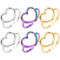 304 Edelstahl Manschette Fingerring, Herz, Vakuum-Ionen-Beschichtung, unisex & hohl, keine, Größe:8, verkauft von PC