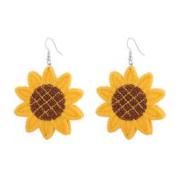 paño Pendientes con Colgantes, Girasol, para mujer, amarillo, 50x70mm, Vendido por Par