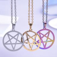 Edelstahl Schmuck Halskette, 304 Edelstahl, Pentagram, Vakuum-Ionen-Beschichtung, unisex & verschiedene Stile für Wahl & hohl, keine, 25x27mm, Länge:ca. 50 cm, verkauft von PC