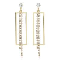 Moda flecos pendientes, metal, chapado en color dorado, diferentes estilos para la opción & para mujer & con diamantes de imitación, dorado, Vendido por Par