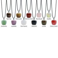 Gemstone Zinc Alloy Pendants, with Zinc Alloy, Apple, silver color plated, DIY 