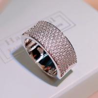 Cubic Zirconia Micro Pave Brass Finger Ring & micro pave cubic zirconia & for woman, silver color 