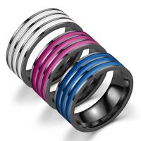 Partículas de acero anillo, diverso tamaño para la opción & para hombre & esmalte, más colores para la opción, 8x2mm, Vendido por UD