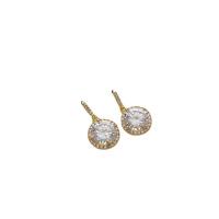 Cubic Zirconia Micro Pave Brass Earring, Flat Round, gold color plated, fashion jewelry & micro pave cubic zirconia & for woman, golden 