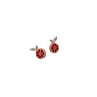 Cubic Zirconia Micro Pave Brass Earring, Tangerine, gold color plated, fashion jewelry & micro pave cubic zirconia & for woman, red 