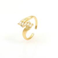 Cubic Zirconia Micro Pave Brass Finger Ring, real gold plated, Adjustable & micro pave cubic zirconia & for woman 