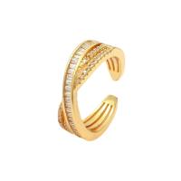 Cubic Zirconia Micro Pave Brass Finger Ring, real gold plated, Adjustable & micro pave cubic zirconia & for woman 