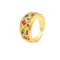 Cubic Zirconia Micro Pave Brass Finger Ring, real gold plated, Adjustable & micro pave cubic zirconia & for woman 