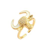 Cubic Zirconia Micro Pave Brass Finger Ring, real gold plated, Adjustable & micro pave cubic zirconia & for woman & enamel, gold 