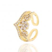 Cubic Zirconia Micro Pave Brass Finger Ring, real gold plated, Adjustable & micro pave cubic zirconia & for woman, gold, 21mm 