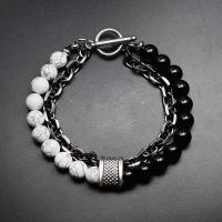 aleación de zinc Pulsera, con Piedras preciosas, diferentes materiales para la opción & para hombre, más colores para la opción, longitud:aproximado 8.26 Inch, Vendido por UD