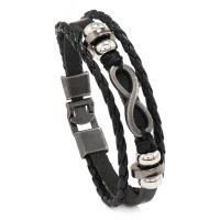 PU Leather Cord Bracelets, with Cowhide & Wax Cord & Copper Coated Plastic & Zinc Alloy, handmade, fashion jewelry & multilayer & Unisex 10mm Approx 8.07 Inch 