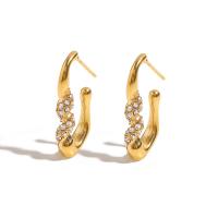 Stainless Steel Rhinestone Stud Earring, 304 Stainless Steel, Vacuum Ion Plating, fashion jewelry & for woman & with rhinestone, golden 