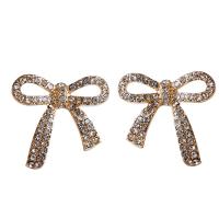 Zinc alliage strass Stud Earring, alliage de zinc, Noeud papillon, Placage, bijoux de mode & pour femme & avec strass Vendu par paire