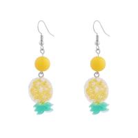 Resin Drop Earring, Pineapple, for woman, yellow 