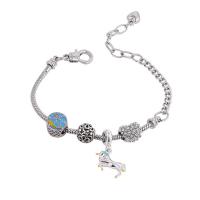 European Match Cristal Bracelets, alliage de zinc, avec laiton, Placage de couleur argentée, pour femme & émail & avec strass, bleu Environ 14-23.5 cm, Vendu par PC