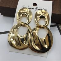 pendiente gota de aleación de cinc, aleación de zinc, chapado en color dorado, para mujer & hueco, 50-60mm, Vendido por Par