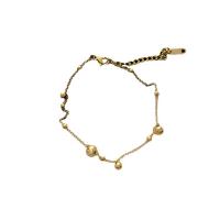 Tobillera de joyería de moda, Partículas de acero, con 5cm extender cadena, Esférico, Recubrimiento iónico al vacío, ajustable & para mujer, dorado, longitud:21.5 cm, Vendido por UD