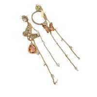 Fashion Fringe Earrings, Messing, Schmetterling, goldfarben plattiert, Modeschmuck & für Frau & mit Strass, keine, 26.4x123mm, verkauft von Paar