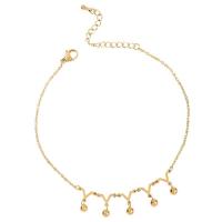 Partículas de acero pulsera tobillera, con 5cm extender cadena, Letra V, Recubrimiento iónico al vacío, Joyería & ajustable & para mujer, dorado, longitud:21.1 cm, Vendido por UD