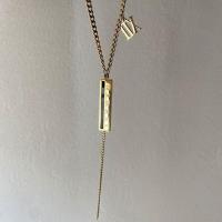 Collier de bijoux de titane, Acier titane, avec 5cm chaînes de rallonge, rectangle, Placage ionique sous vide, bijoux de mode & avec chiffre romain & pour femme, doré cm, Vendu par PC