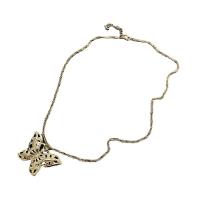 Collier en laiton fait à la main, avec 5cm chaînes de rallonge, papillon, Placage de couleur d'or, bijoux de mode & pour femme, doré .8 cm, Vendu par PC