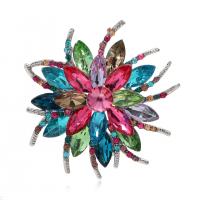 Crystal Brooch, Zinc Alloy, with Crystal, Flower, plated, for woman & with rhinestone 