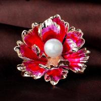 El esmalte Broche, aleación de zinc, con Shell Pearl, Flor, chapado en color dorado, para mujer, más colores para la opción, 50x45mm, Vendido por UD