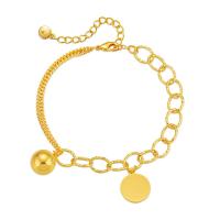 Pulseras de latón, metal, con 2.36inch extender cadena, Esférico, chapado en color dorado, Joyería & para mujer, longitud:aproximado 6.49 Inch, Vendido por UD