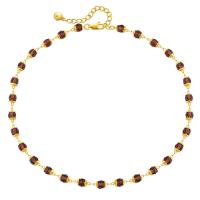 Los granos de cristal collar de esmalte, metal, con Cuentas de vidrio, con 2.36inch extender cadena, chapado en color dorado, estilo popular & para mujer, longitud:aproximado 15.35 Inch, Vendido por UD