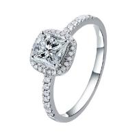 Cubic Zirconia Micro Pave Brass Finger Ring, Square, platinum plated & micro pave cubic zirconia & for woman, US Ring 