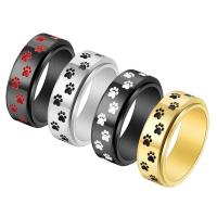 Enamel Stainless Steel Finger Ring, 304 Stainless Steel, Vacuum Ion Plating, rotatable & Unisex 8mm, US Ring 