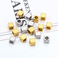 チタン鋼 ラージホールビーズ, スクエアー, メッキ, DIY, 無色 穴:約 5mm, 売り手 パソコン