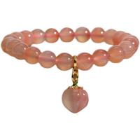 Agate salino Pulsera, con aleación de zinc, chapado en color dorado, para mujer, Rosado, longitud:aproximado 6.29 Inch, Vendido por UD