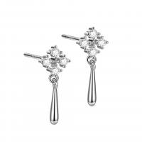 Boucle d'oreille goutte argent sterling, argent sterling 925, Placage de couleur platine, pour femme & avec strass Vendu par paire