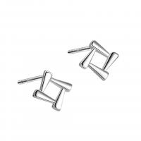 Sterling Silver Stud Earring, argent sterling 925, Placage de couleur platine, pour femme & creux, 8mm, Vendu par paire