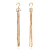 Fashion Fringe Earrings, Messing, goldfarben plattiert, für Frau & mit Strass, goldfarben, 113x7mm, verkauft von Paar