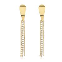 Fashion Fringe Earrings, Messing, goldfarben plattiert, für Frau & mit Strass, goldfarben, 73x10mm, verkauft von Paar