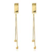 Moda flecos pendientes, metal, chapado en color dorado, para mujer, dorado, 72x6.5mm, Vendido por Par