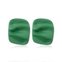 Pendientes de Perno de Aleación de Zinc, barniz de secado al horno, para mujer, verde, 28x22mm, Vendido por Par