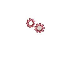 Befestiger Zirkonia Messing Ohrring, Blume, goldfarben plattiert, Modeschmuck & Micro pave Zirkonia & für Frau, Rosa, 14.3x14.3mm, verkauft von Paar