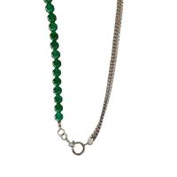 Collier de chaîne en acier de titane, Acier titane, avec Des billes de verre, Rond, bijoux de mode & unisexe, vert cm, Vendu par PC