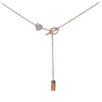 Collier de chaîne en acier de titane, Acier titane, avec coquille blanche, avec 5cm chaînes de rallonge, coeur, Placage ionique sous vide, bijoux de mode & pour femme, couleur or rose cm, Vendu par PC