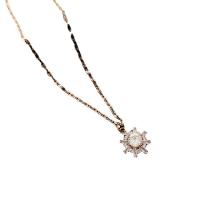 Collier de chaîne en acier de titane, Acier titane, avec 5cm chaînes de rallonge, flocon de neige, Placage ionique sous vide, bijoux de mode & pour femme & avec strass, couleur or rose .4 cm, Vendu par PC