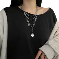 Collier de mode Multi couche, Acier titane, avec 5cm chaînes de rallonge, trois couches & bijoux de mode & unisexe, argent cm, 50 cm, 60 cm, Vendu par PC