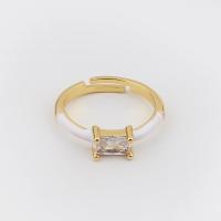 Cubic Zirconia Micro Pave Brass Finger Ring, real gold plated, Adjustable & micro pave cubic zirconia & for woman & enamel 