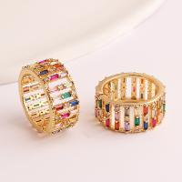 Cubic Zirconia Micro Pave Brass Finger Ring, real gold plated, Adjustable & micro pave cubic zirconia & for woman, multi-colored 