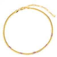 Cúbicos circón Collar de latón Micro pavimenta, metal, chapado en oro real, micro arcilla de zirconia cúbica & para mujer, más colores para la opción, longitud:40 cm, Vendido por UD