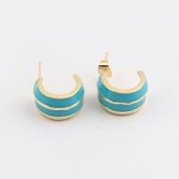 Brass Stud Earring, real gold plated, for woman & enamel 